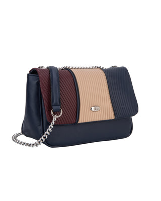 Alba Flapover Colour Block Bag | Navy