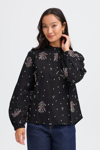 Brea Shirt | Black Embroidery