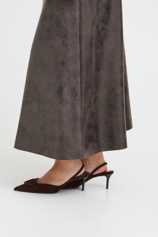 Dimion Skirt | Brown Vegan Leather