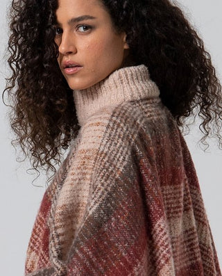 Plaid Poncho  | Maroon
