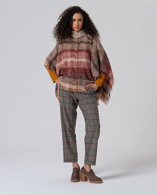 Plaid Poncho  | Maroon