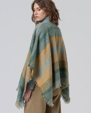 Plaid Poncho  | Blue