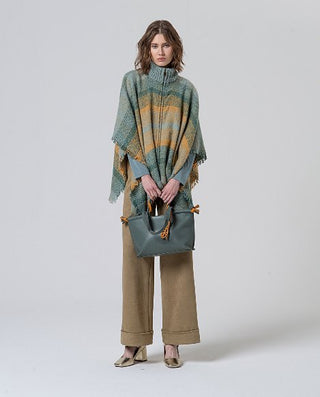 Plaid Poncho  | Blue