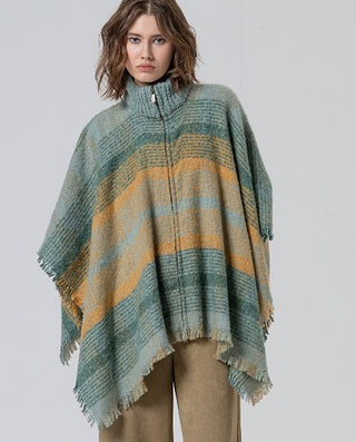 Plaid Poncho  | Blue