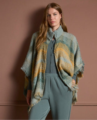 Plaid Poncho  | Blue