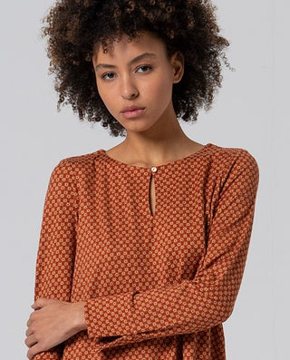 Round Neck Blouse  | Orange