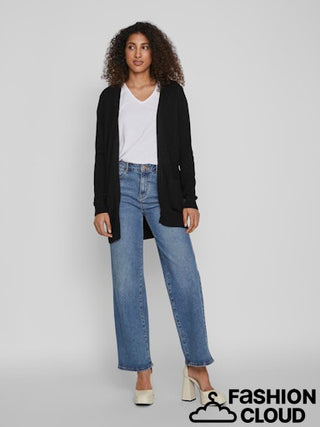 Viril Open Long Sleeve Knit Cardigan | Black