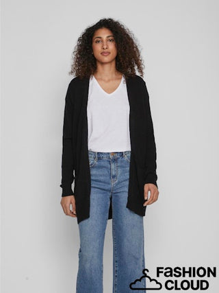 Viril Open Long Sleeve Knit Cardigan | Black