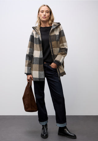 Checked Coat | Black