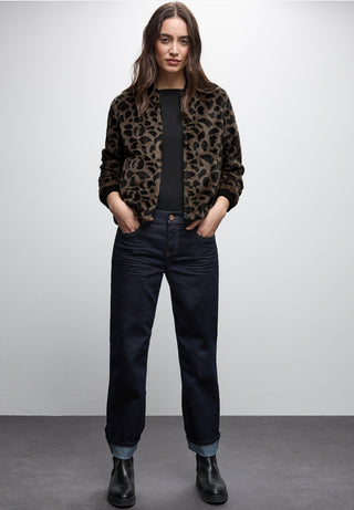 Leo Fur Bomber | Teddy Brown