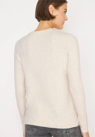 Round Neck Cable Jumper | Oat Beige
