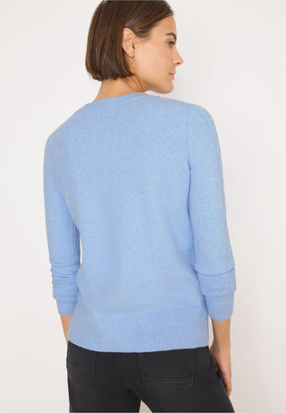 Round Neck Cable Jumper | Sporty Blue Melange