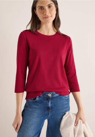 Ribbed 3/4 Sleeve Tee | Beaujolais Red