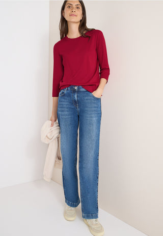 Ribbed 3/4 Sleeve Tee | Beaujolais Red