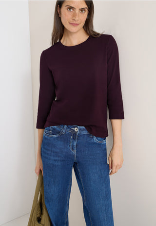 Ribbed 3/4 Sleeve Tee | Eggplant