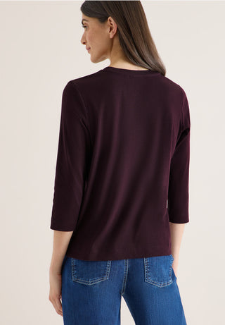 Ribbed 3/4 Sleeve Tee | Eggplant