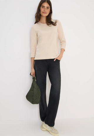 Ribbed 3/4 Sleeve Tee | Vanilla White