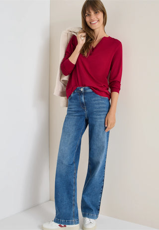 V Neck Shirt | Beaujolis Red