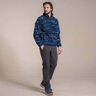 Men's National Trust Rawthey Half Zip Fleece | Blue Navy Print