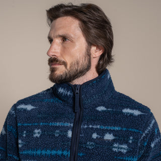 Men's National Trust Rawthey Half Zip Fleece | Blue Navy Print