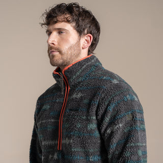 Men's National Trust Rawthey Half Zip Fleece | Woodland Green Print