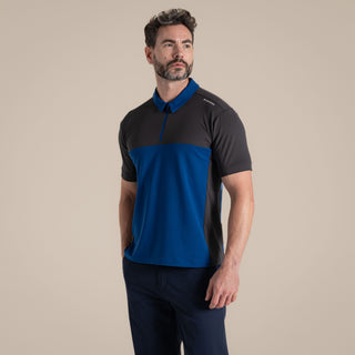 Men's NosiLife Avro Golf Short Sleeved Polo Top | Dark Iron / Deep Marina