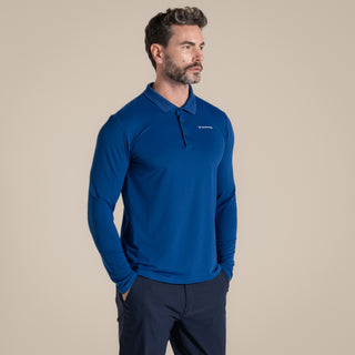 Men's NosiLife Bramshaw Golf Long Sleeved Polo Top | Deep Marina