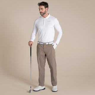 Men's NosiLife Bramshaw Golf Long Sleeved Polo Top | White