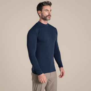 Men's NosiLife Golf Long Sleeved Mock Neck Top | Blue Navy