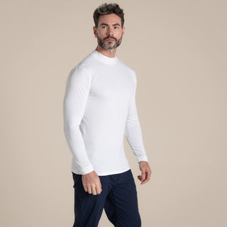 Men's NosiLife Golf Long Sleeved Mock Neck Top | White