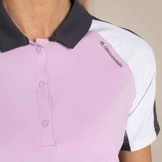 Women's NosiLife Hazelmere Golf Short Sleeved Polo Top | Orchid / White