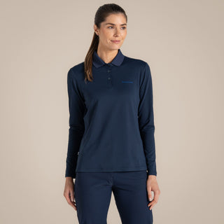 Women's NosiLife Thornbury Golf Long Sleeved Polo Top | Blue Navy