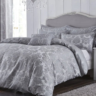 Damask Jacquard Duvet Cover Set | Silver