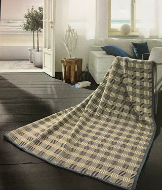 Cotton Home Throw Block Check | Blue