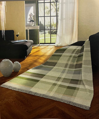Cotton Home Throw Panel Check | Green
