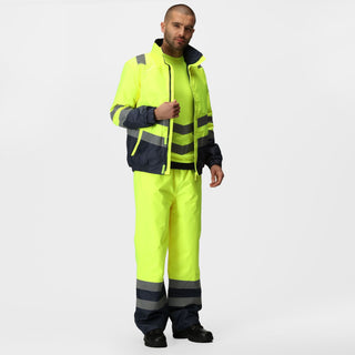 Men's Waterproof Hi-Vis Bomber Jacket | Yellow Navy