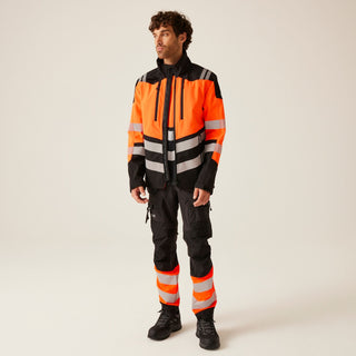 HI-VIS X-PRO 3 Layer Softshell Jacket - Class 2 | Black Orange