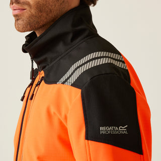 HI-VIS X-PRO 3 Layer Softshell Jacket - Class 2 | Black Orange