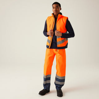 Men's Hi-Vis Pro Insulated Reflective Bodywarmer | Orange Navy