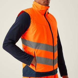 Men's Hi-Vis Pro Insulated Reflective Bodywarmer | Orange Navy