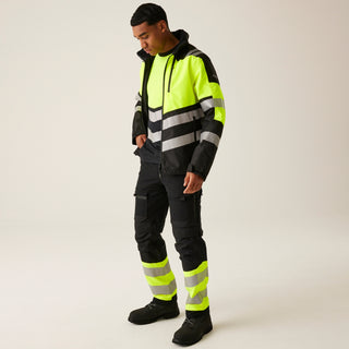 HI-VIS X-PRO Waterproof Shell Jacket - Class 2 | Black Yellow