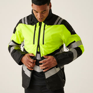 HI-VIS X-PRO Waterproof Shell Jacket - Class 2 | Black Yellow