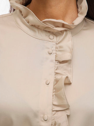 Lutto Long Sleeve Frill Shirt | Cement