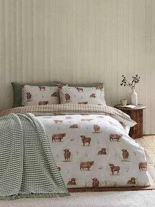 Angus Highland Cow Duvet Cover | Natural