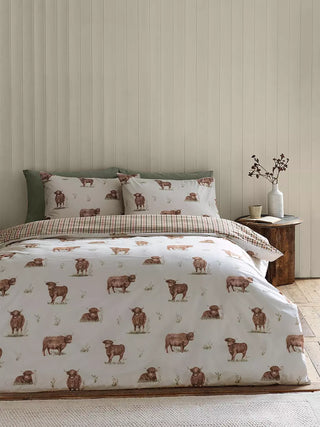 Angus Highland Cow Duvet Cover | Natural