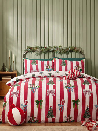 Christmas Stripe Duvet Cover Set | Red