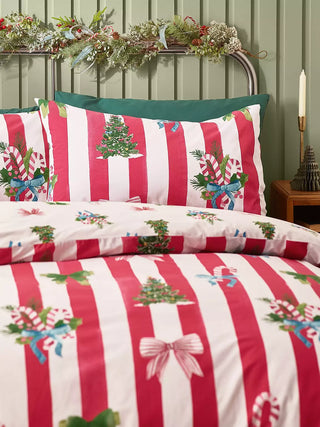 Christmas Stripe Duvet Cover Set | Red