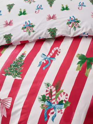 Christmas Stripe Duvet Cover Set | Red