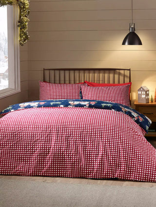 Christmas Ski Village Duvet Cover Set | Blue