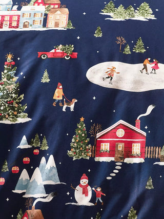 Christmas Ski Village Duvet Cover Set | Blue